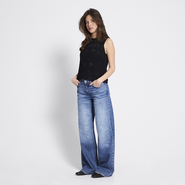 Crochet knit top "Mila" Black